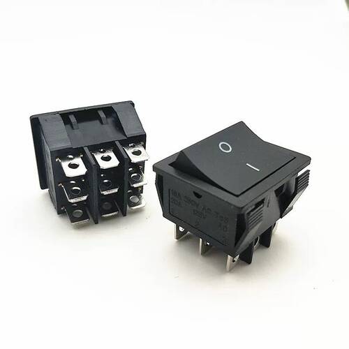 船型翘板波动开关KCD7-303*3九脚两档36*31mm16A250V20A125V黑色