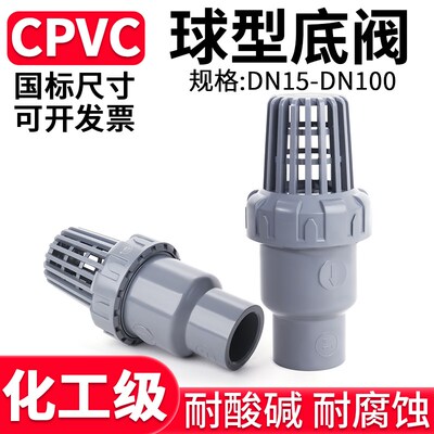 国标CPVC球型底阀水泵立式单向阀花篮头抽水终端止逆阀25 50mm