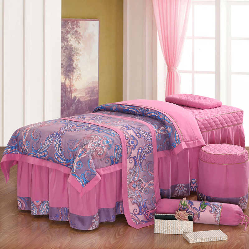 美容床罩四件套i亲肤棉欧式美容院美体美容熏蒸按摩床罩套可定制