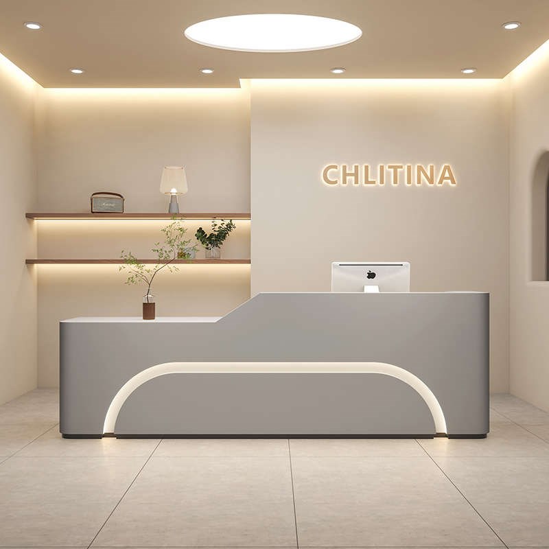 公司前台接待台烤漆前台简约现代前台收银柜台美容院收银柜Z台柜