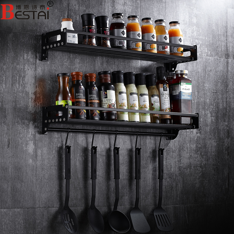 黑色古铜a不锈钢微波炉架子壁挂厨房置物架烤箱架储物收纳锅架支