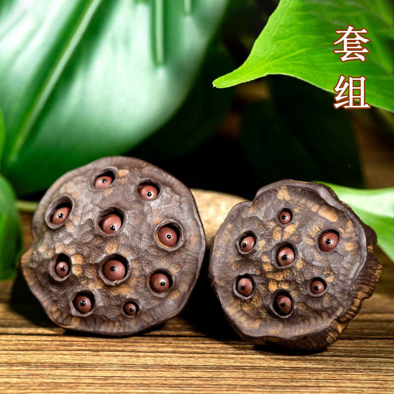 茶宠摆件精品紫砂小莲子莲蓬雕塑把件茶玩家居装饰小物.件茶友礼