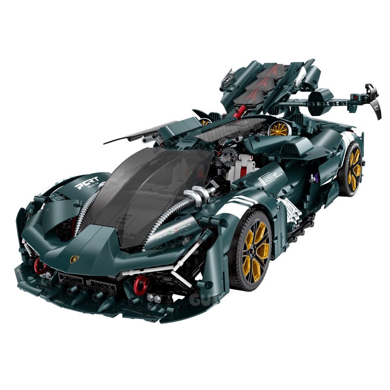 古励1061f1电镀兰博三千年1:8积木跑车模型成人难度拼装生玩具