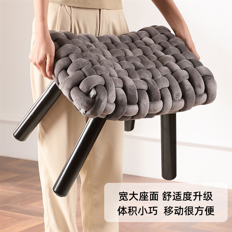 客厅脚踏门d口玄关换鞋凳女生卧室化妆凳梳妆椅实木布艺软包小板