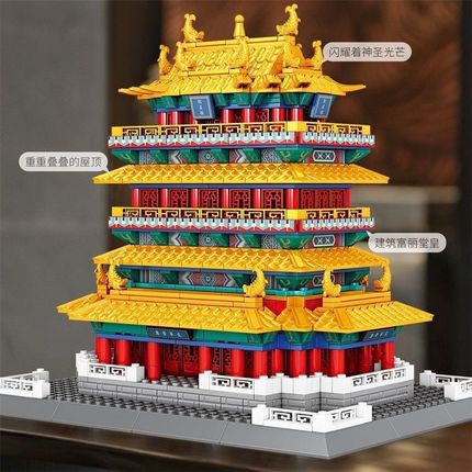 四大名楼b中国古建筑鹳雀楼高难度拼装模型积木玩具男孩子益智礼
