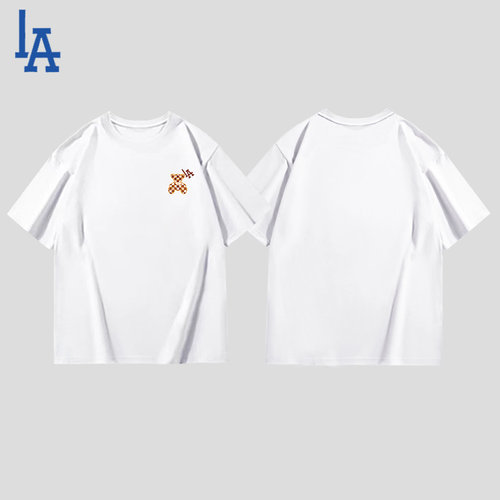 LA短袖T恤男女情侣落肩袖宽松百搭印花上衣白色11