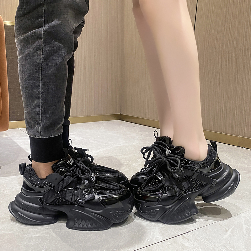 超厚底男女鞋f内增高10cm8老爹鞋春季情侣款透气松糕鞋子大码41-4