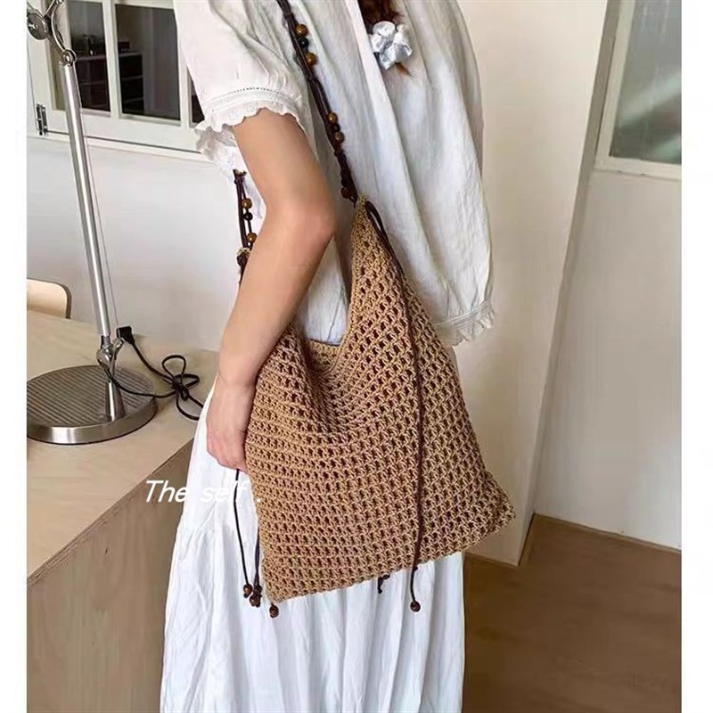 度假风编织包包女包2025新款沙滩包慵懒松弛感大容量Z单肩草编包