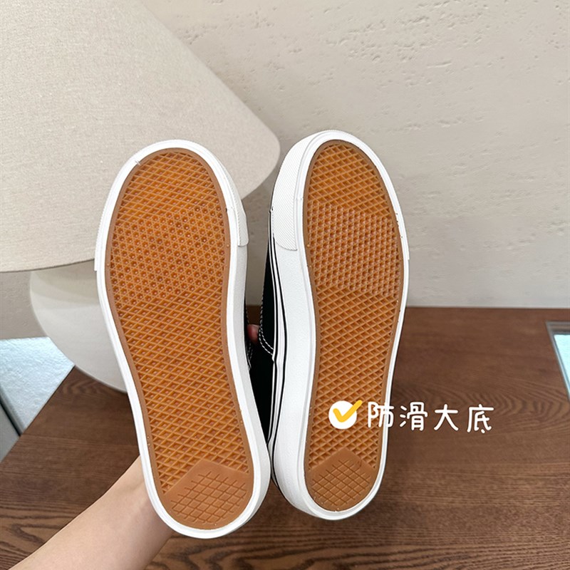 2024黑色系带j增高厚底帆布鞋女单鞋平底百搭板鞋百搭休闲鞋子833