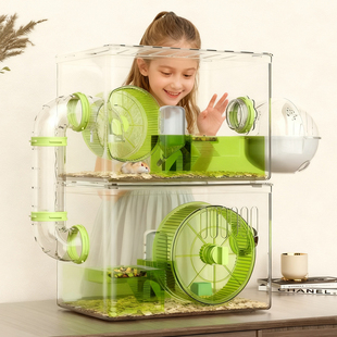 仓鼠笼子豪华二层别墅透明亚克力饲养箱双人间小房子金丝熊过冬窝