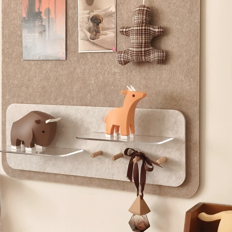 留言板照片墙组合免打孔置物架挂钩毛毡墙面贴展示板幼儿园软木板