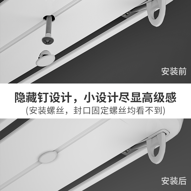 欧轩铝合金窗帘轨道顶装滑轨双轨静音直轨导轨挂钩式飘窗路轨极薄