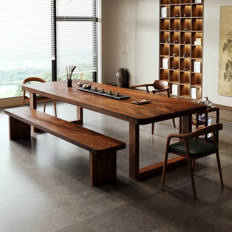 南美胡桃木茶桌椅组合家用全实木客厅阳台高档功夫茶台禅意泡茶桌