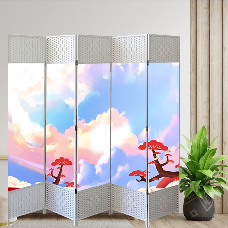 白框屏风简易隔断遮挡家用折叠白色屏风客厅客厅玄关美容院饭店