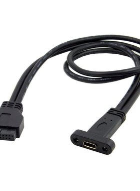 CY 桌上型电脑USB 3.1 USB-C Type C母头转3.0 19pin公头延长线9P