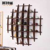 博古架实木现代简约多宝阁中式 挂墙茶架子置物架茶具云之敏 壁挂式
