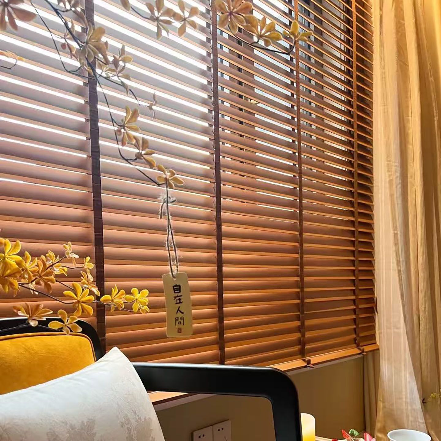 宜嘉宏百叶窗帘实木可升级电动遮光卧室防晒卷帘办公室遮阳百叶窗