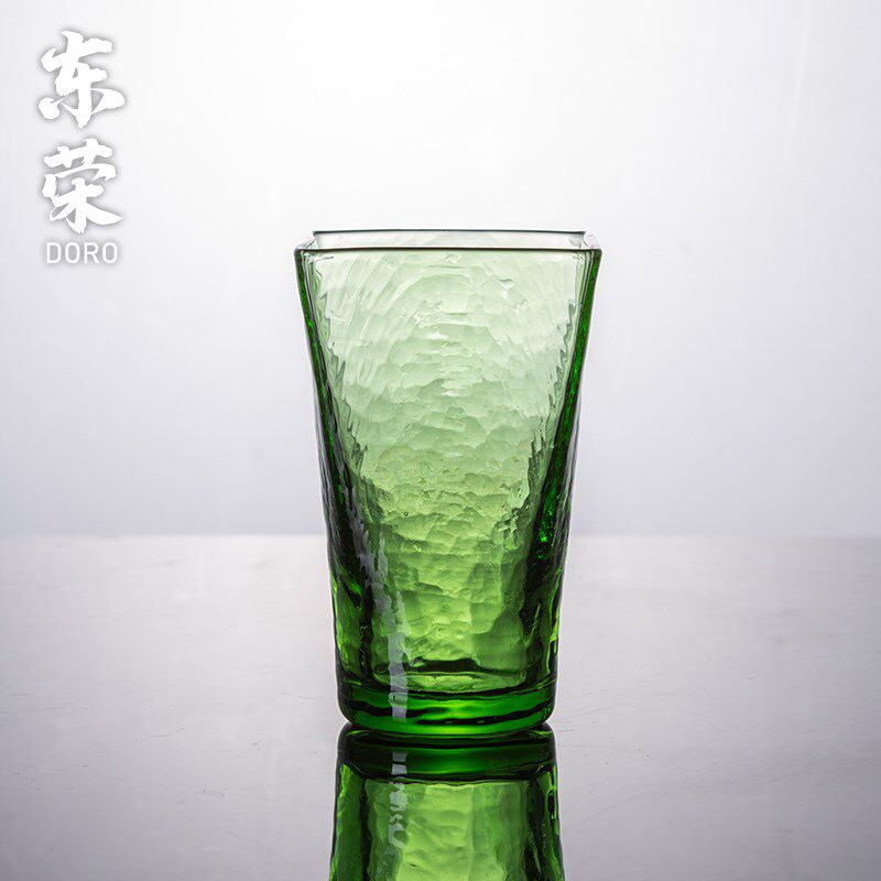 东荣日式绿色玻璃杯复古创意家用啤酒杯咖啡杯杯子绿色复古玻璃杯