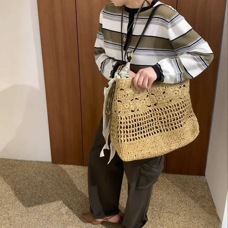 2025新款夏天法式慵懒海边度假包小众I草编包包手工编织女包大容