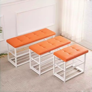 换鞋凳家用门口铁艺软包坐垫鞋架可坐穿鞋凳进门凳入户门鞋柜坐凳