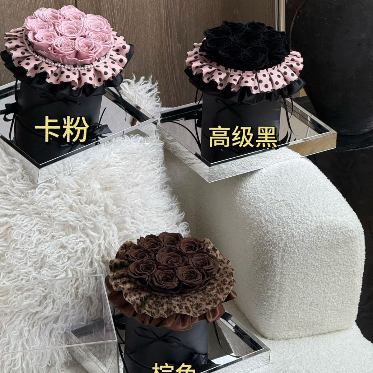 新年情人节浪漫告白求婚礼物生日永生花玫瑰抱抱桶摆件送女友闺蜜