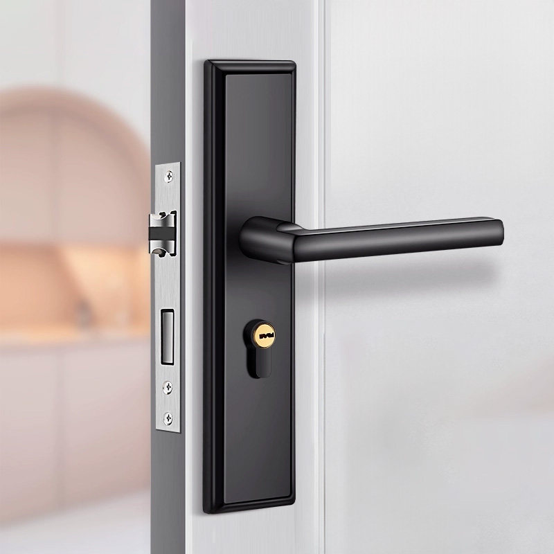 黑色卧室房门通用型室内锁家用房间实木门把手锁具分体静音锁高级
