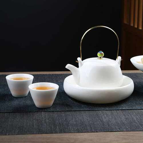 德化白瓷玉瓷茶壶陶瓷功夫茶具手工侧把壶家用泡茶壶承羊脂玉单壶