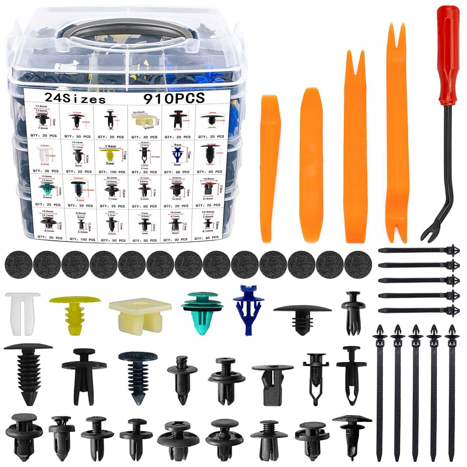965PCS盒装卡扣汽车车身紧固件卡子铆钉挡泥板膨胀螺丝组合套装