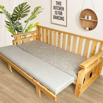 简约现代实木沙发床两用多功能可折叠伸缩小户型客厅双人沙发柏木