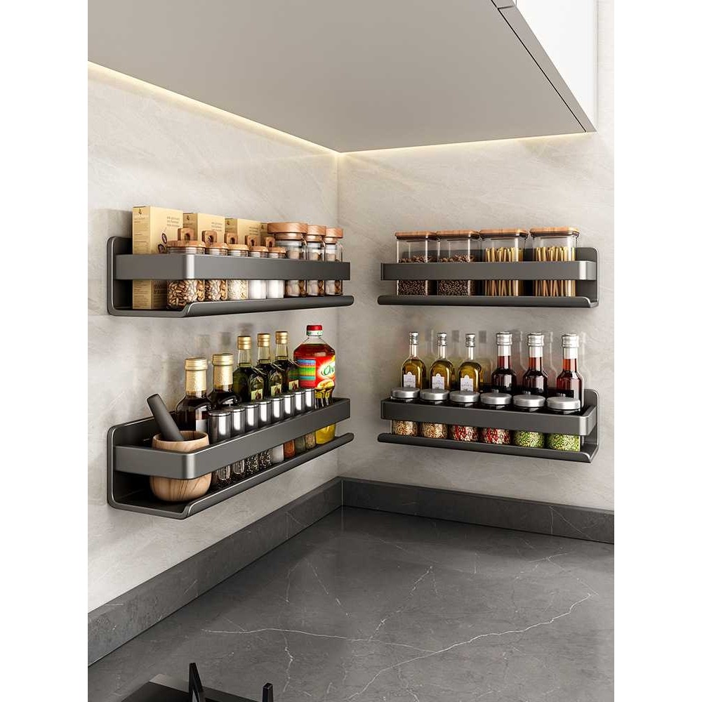 热销厨房调料置物架不锈钢免打孔家用壁挂油盐酱醋瓶罐墙上收纳架,电子元器件市场,其它元器件,淘宝优惠券,粉丝福利购,淘宝优惠卷