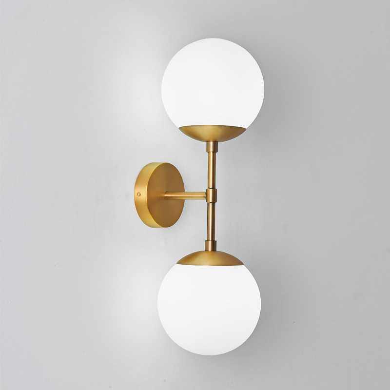 北欧简约玻璃圆球壁灯客厅卧室书房过道灯后现代卧室床头铁艺壁灯