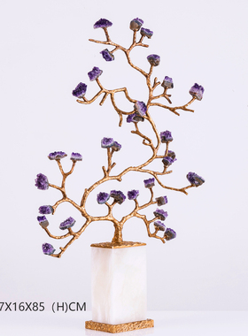 云石迎客松摆件玄关客厅r大型高款高档大气招财办公室装饰乔迁新