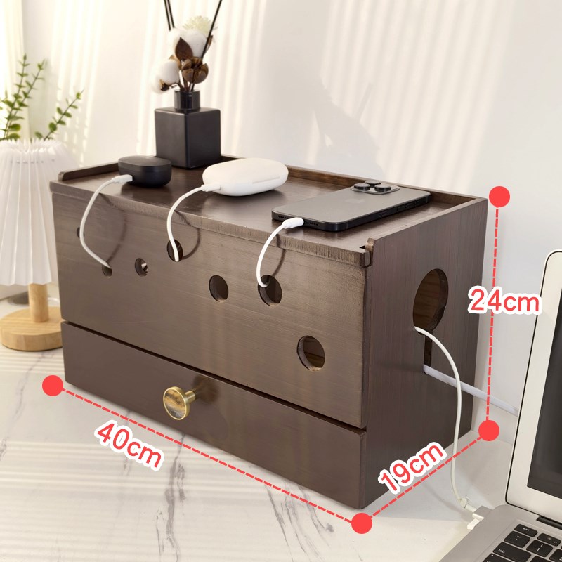 实木多功能电源充电器插线板电线收纳盒J路由器插座插排拖线板收