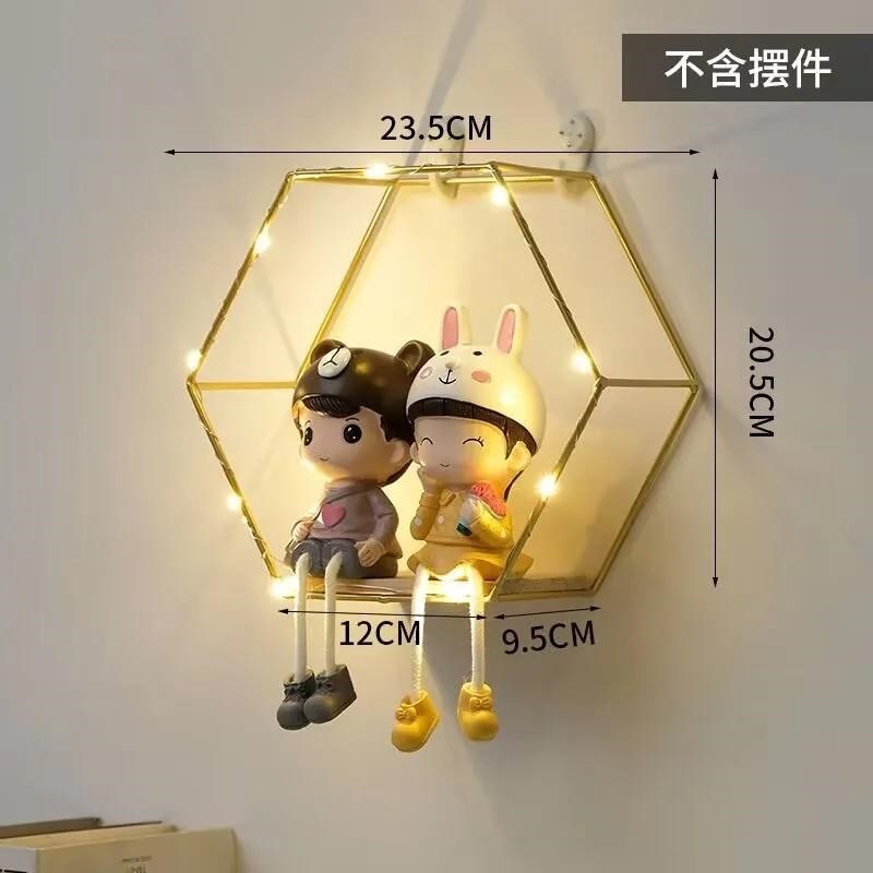 美甲壁挂c铁艺墙上带灯置物架挂墙架子美容院美发店装饰展架墙面