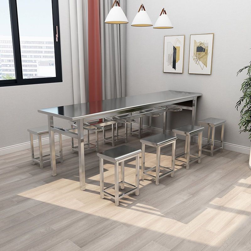 学校单位工厂e员工职工不锈t钢食堂餐桌椅挂凳食堂桌椅组合4/6人