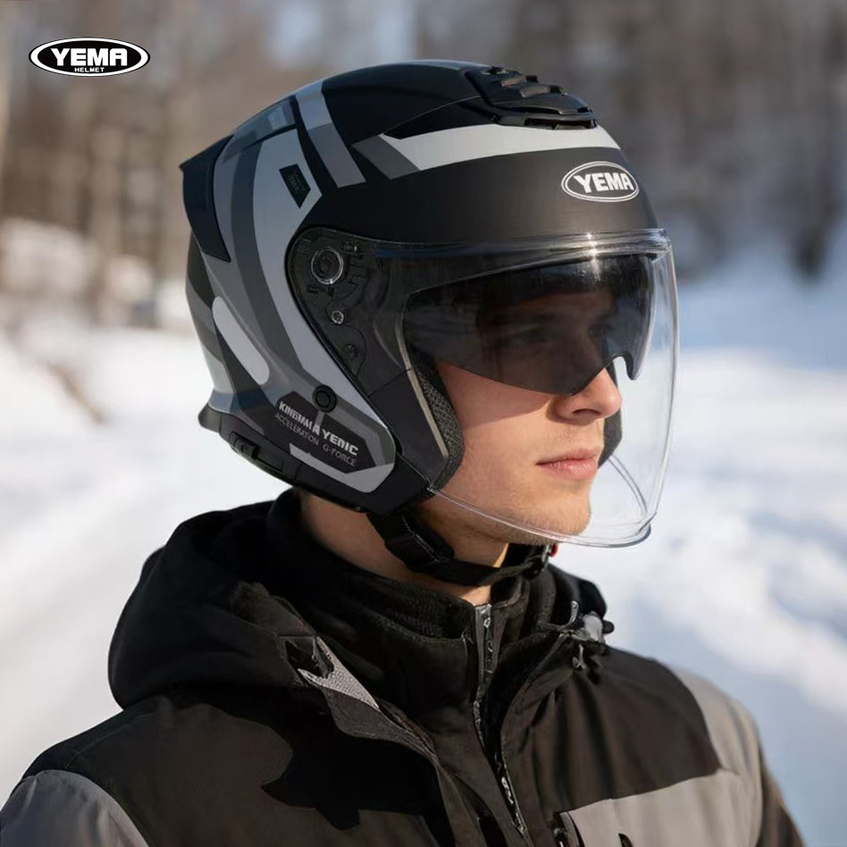 野马摩托车头盔夏季防晒四季通用男士踏板车安全帽3/4电动车全盔