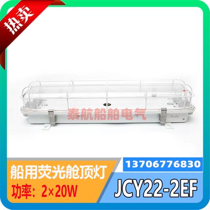 船用荧光舱顶灯JCY22-2/E/EF双管带应急带网罩ZYC22-2水密防水LED