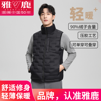 雅鹿轻薄男士立领马甲羽绒服