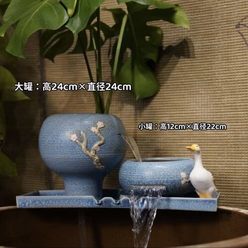 鱼缸造景瀑布流水陶瓷摆件过滤氧