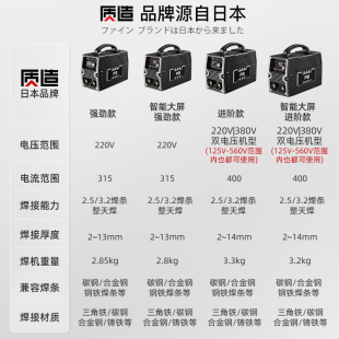 日本质造电焊机220v家用315两用380v便携小型全铜直流双电压焊机