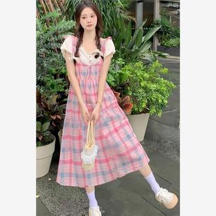 胖mm遮肉显瘦长短款 法式 大码 甜美减龄假两件连衣裙女夏季 裙子 新款