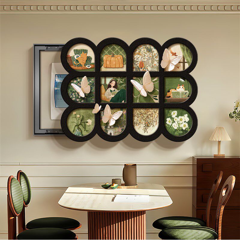 中古风电表箱装饰画绿色配电箱电闸盒遮挡弱电箱挂画遮丑电源盖板