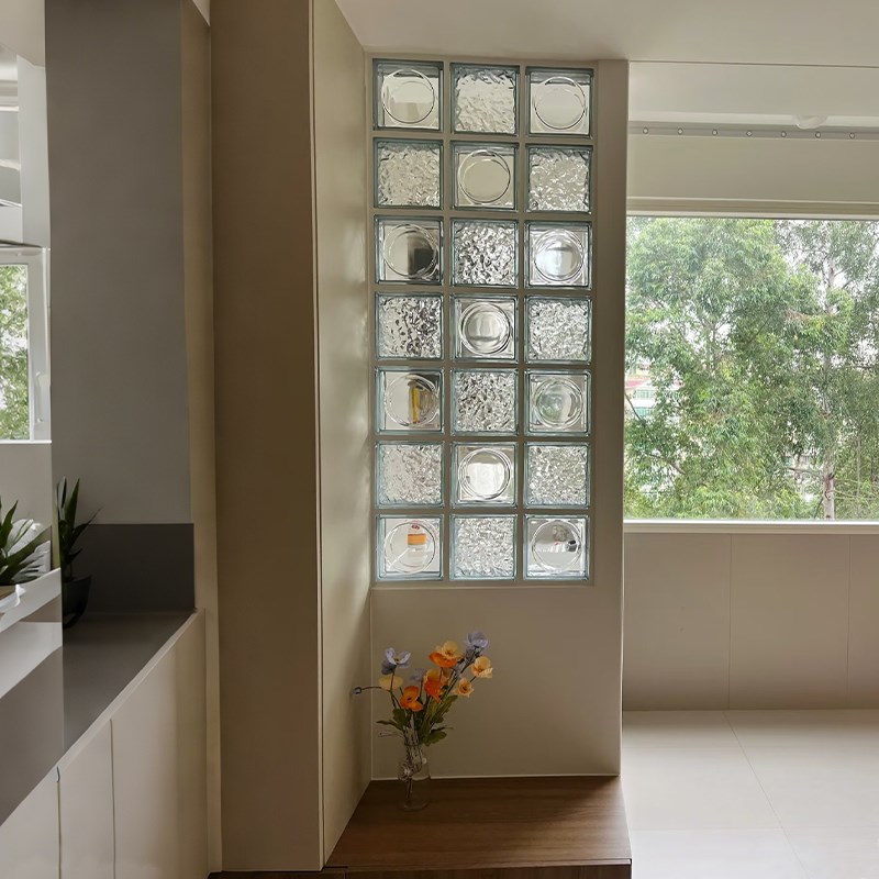 法式复古艺术玻璃砖隔断屏风客厅玄关入户遮挡洗手台干区窗户造景