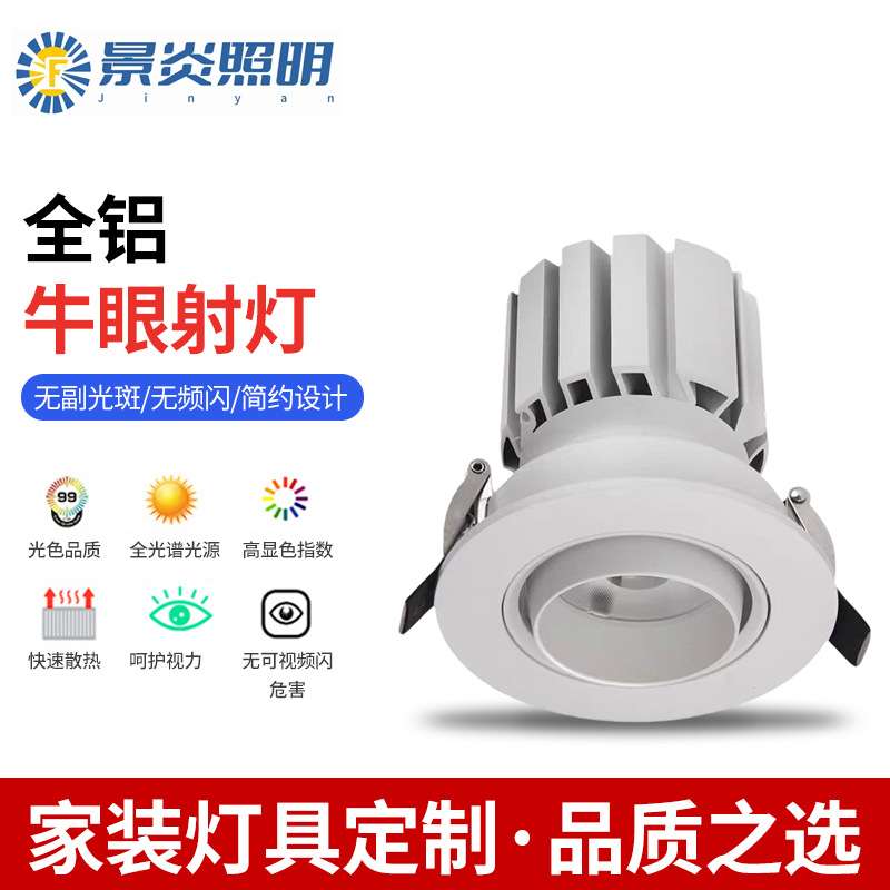 牛眼灯天花灯小开孔大瓦数欧司朗光源驱动高显服装店铺展厅射灯
