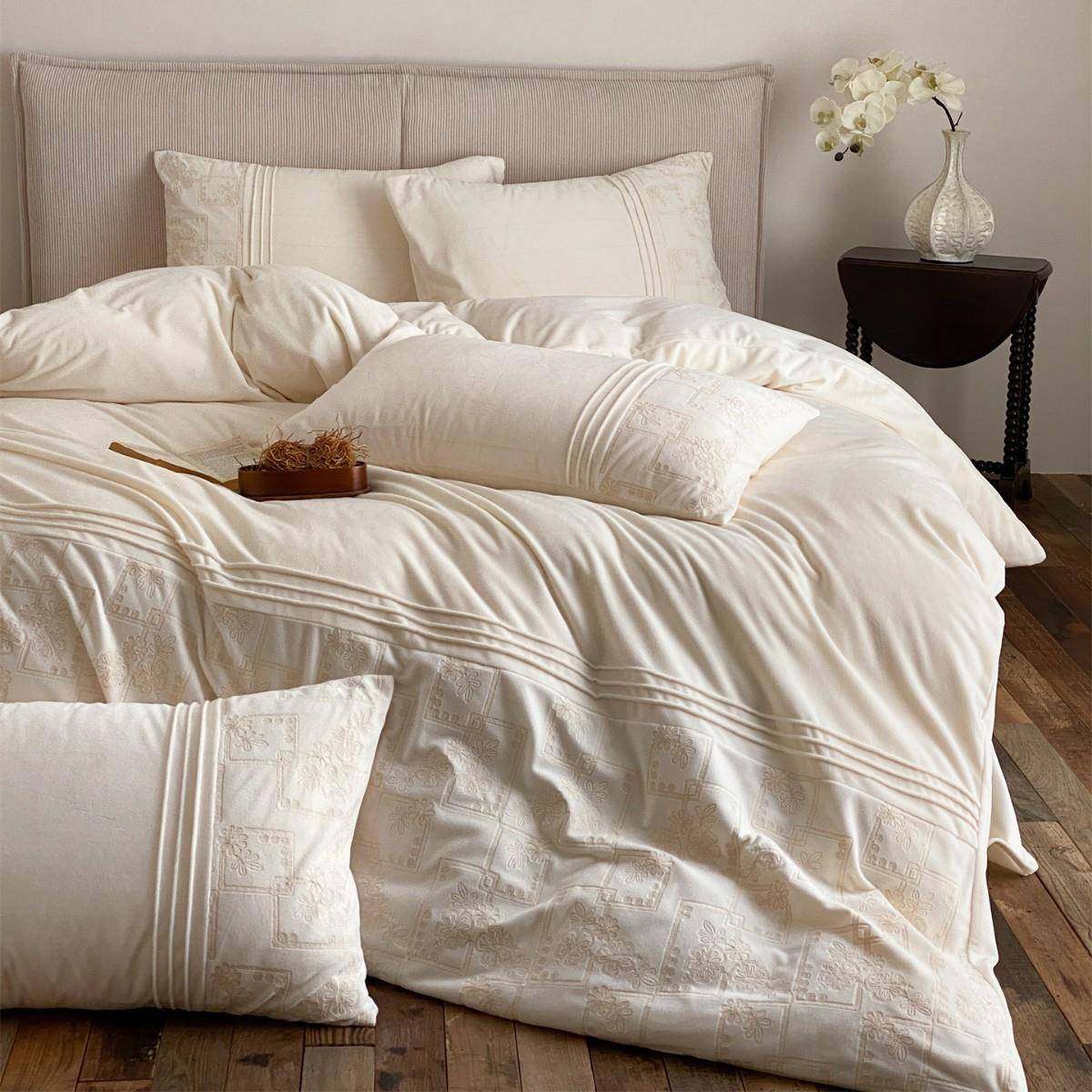 极简轻奢风秋冬季保暖绒床品抗静电婴肤绒四件套家纺目光