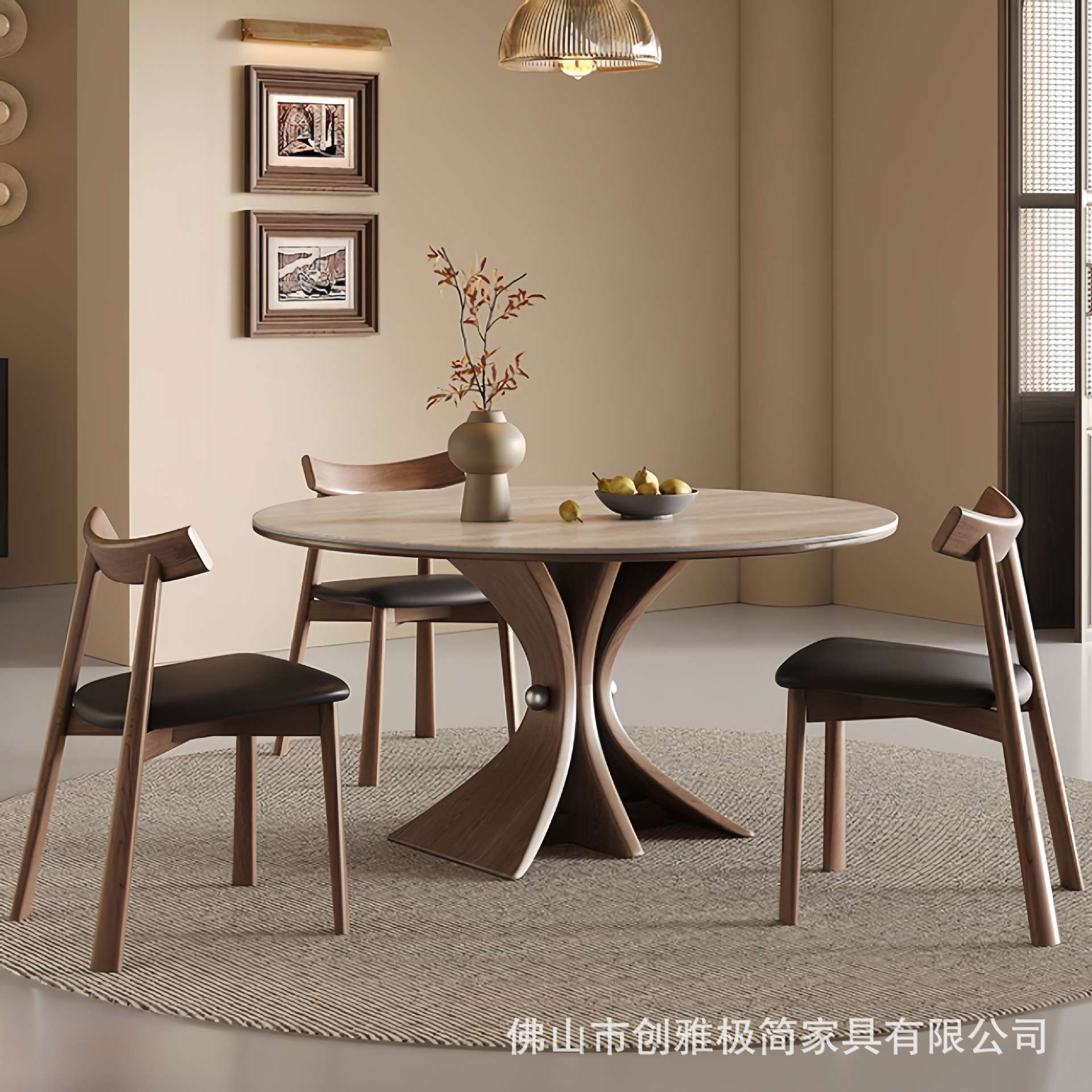 意式极简家用饭桌小户型长方形现代简约黑色岛台岩板餐桌椅组合