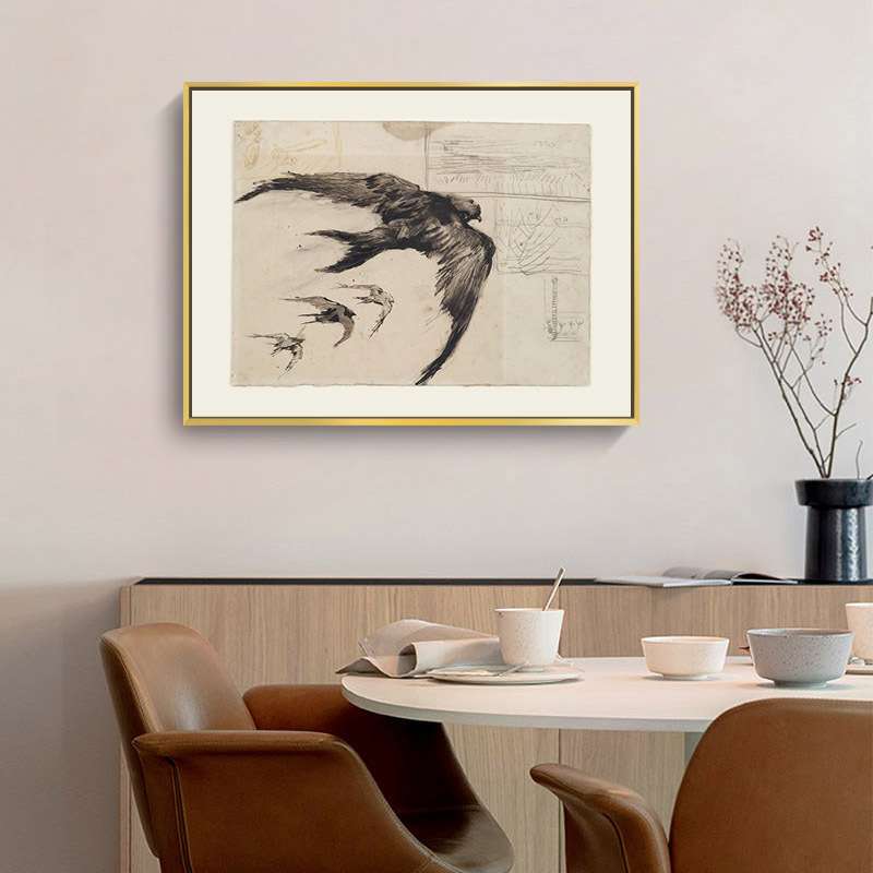 梵高Vincent van Gogh燕子素描手稿装饰画艺术壁画中古风小众挂画图片