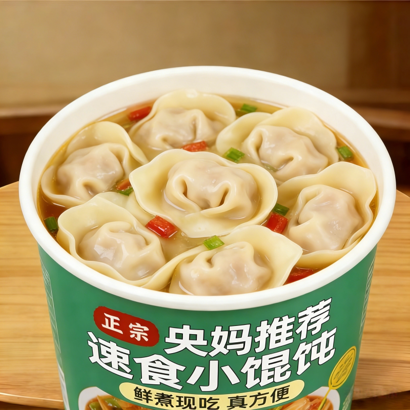 正宗馄饨早餐速食食品鲜肉小馄饨多口味桶装办公室方便整箱批发