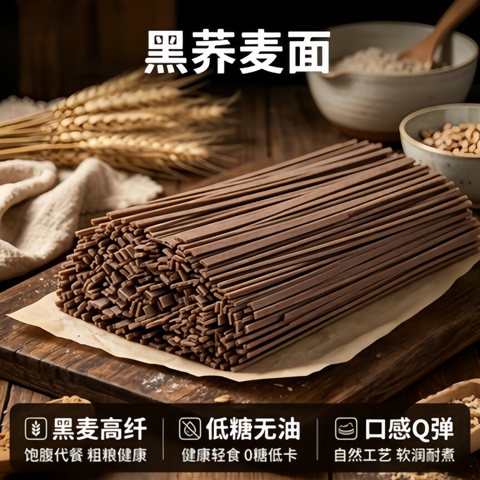 农科院荞麦面无糖0脂肪全麦粗粮面条挂面孕妇糖尿人推荐代餐主食