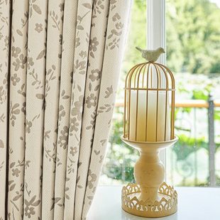 档法式 2023年新款 提花雪尼尔窗帘成品奶油色卧室客厅遮光窗帘布